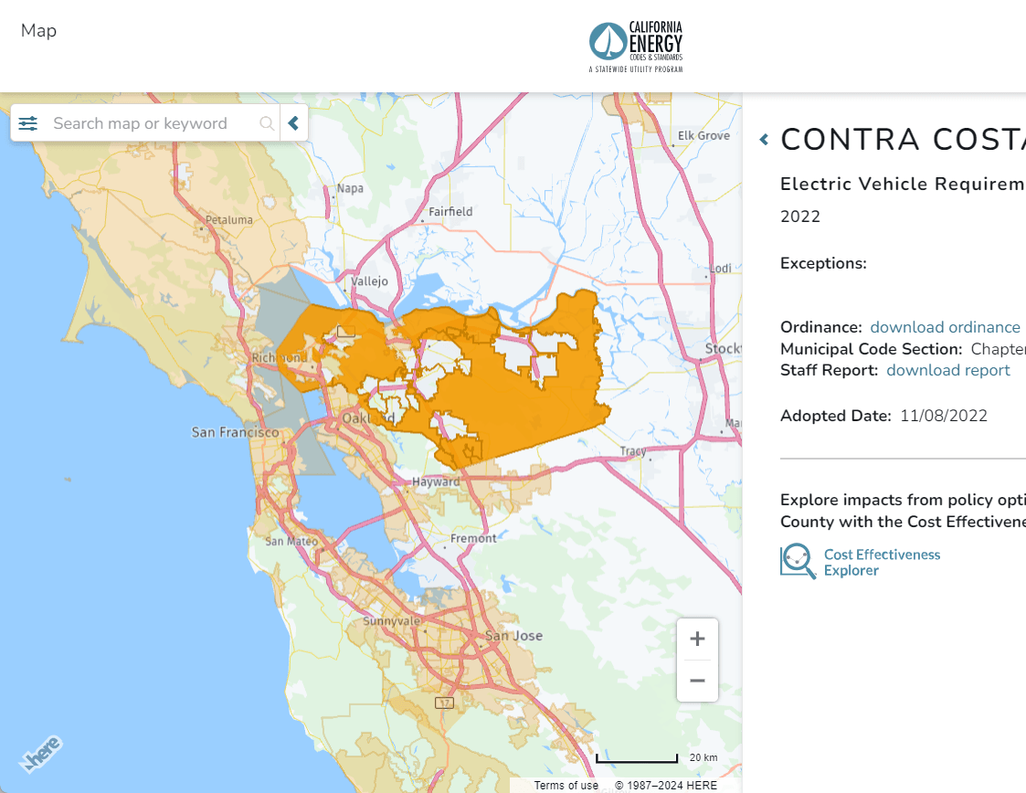 Map showing jurisdictions with energy-related ordinances.